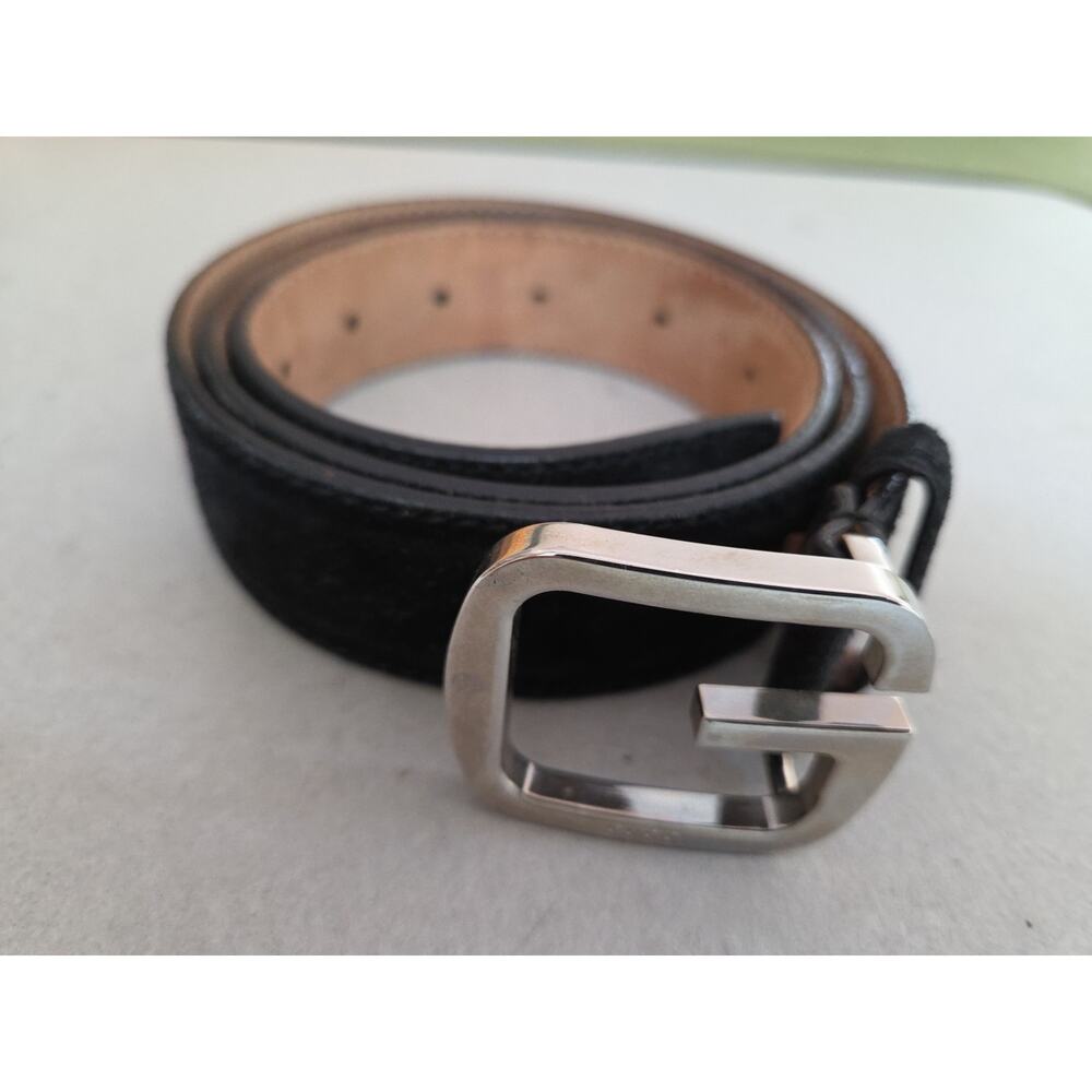 GUCCI Suede Belt, Black, Solid Color, Men's 162931